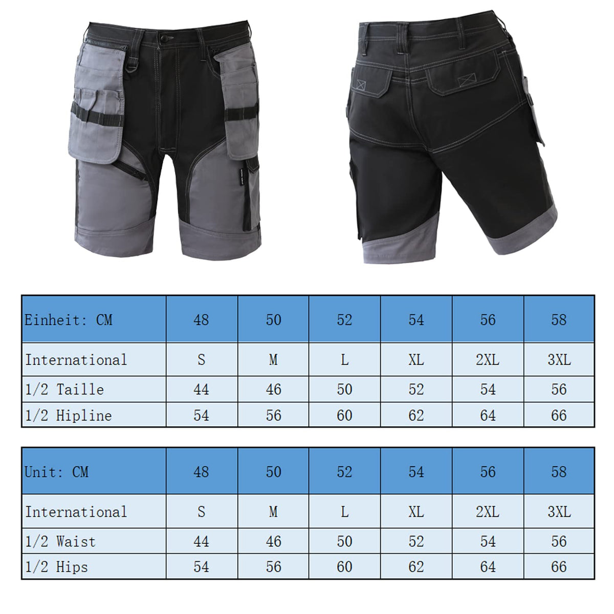 Pantaloni scurți de lucru rezistenți pentru bărbați WORK IDEA cu multiple buzunare de scule