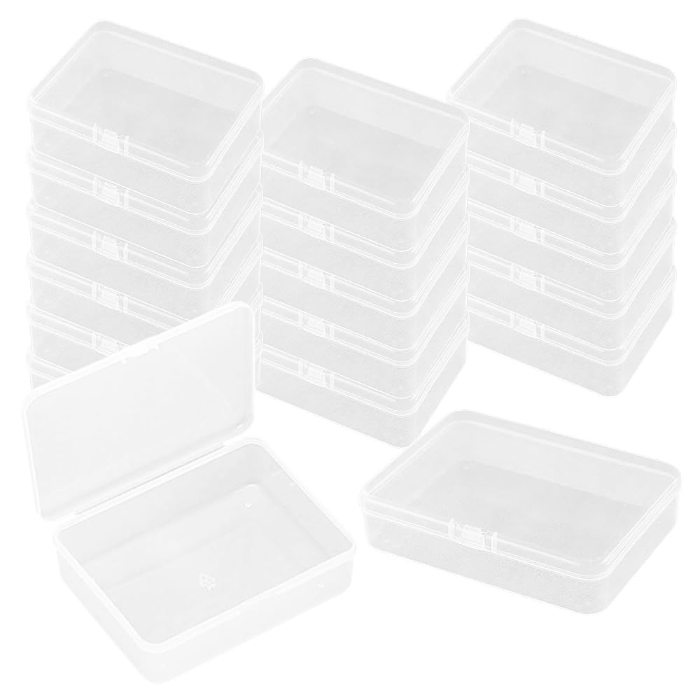 18-Piece Large Rectangular Plastic Storage Boxes Transparent Organizer for Jewellery & Crafts – Clear