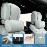 Memory Foam Car Neck Pillow Adjustable Leather Cover for Headrest – Grey