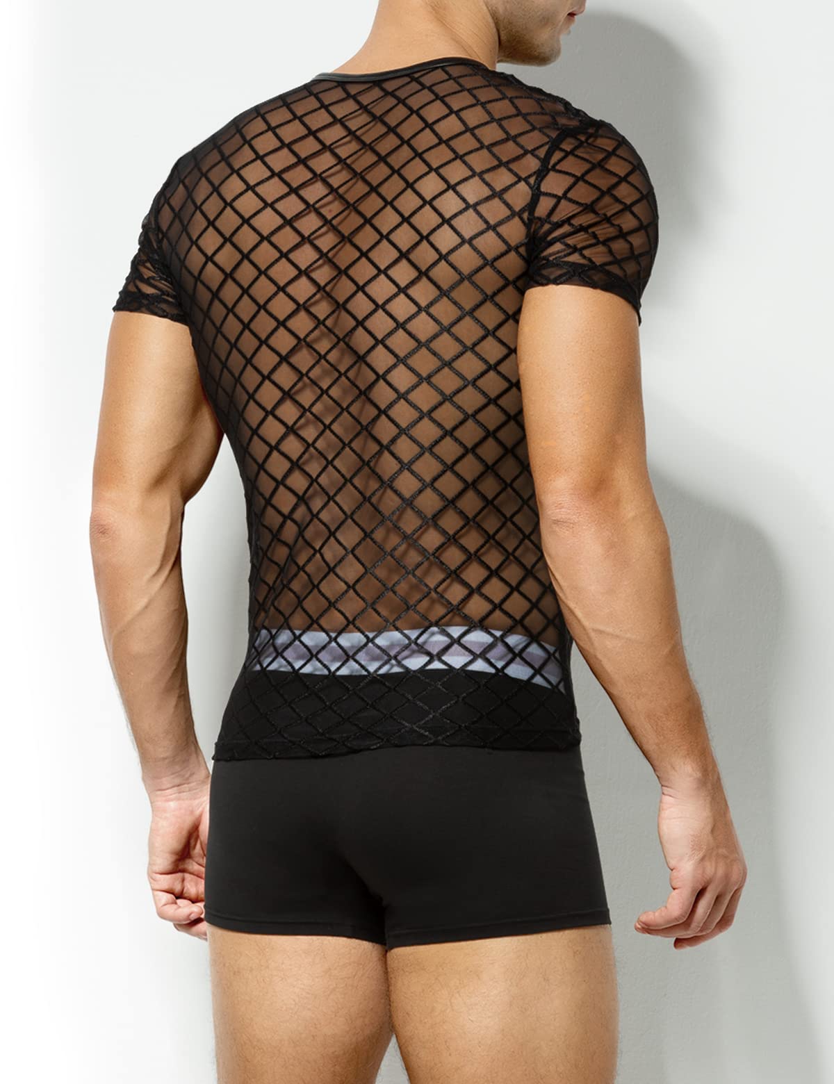 Tricou mulat bărbătesc transparent din plasă cu mânecă scurtă Casey Kevin