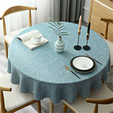 Heavyweight Round Cotton-Linen Tablecloth 180 cm – Light Blue