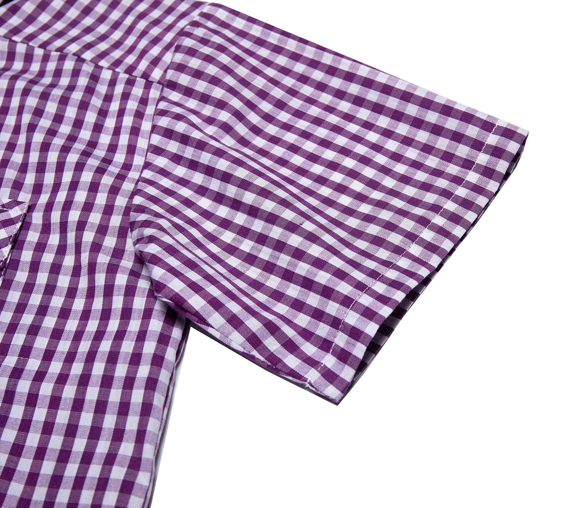 Boys' Cotton Short Sleeve Shirt – Purple/White 13/14