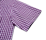 Boys' Cotton Short Sleeve Shirt – Purple/White 13/14