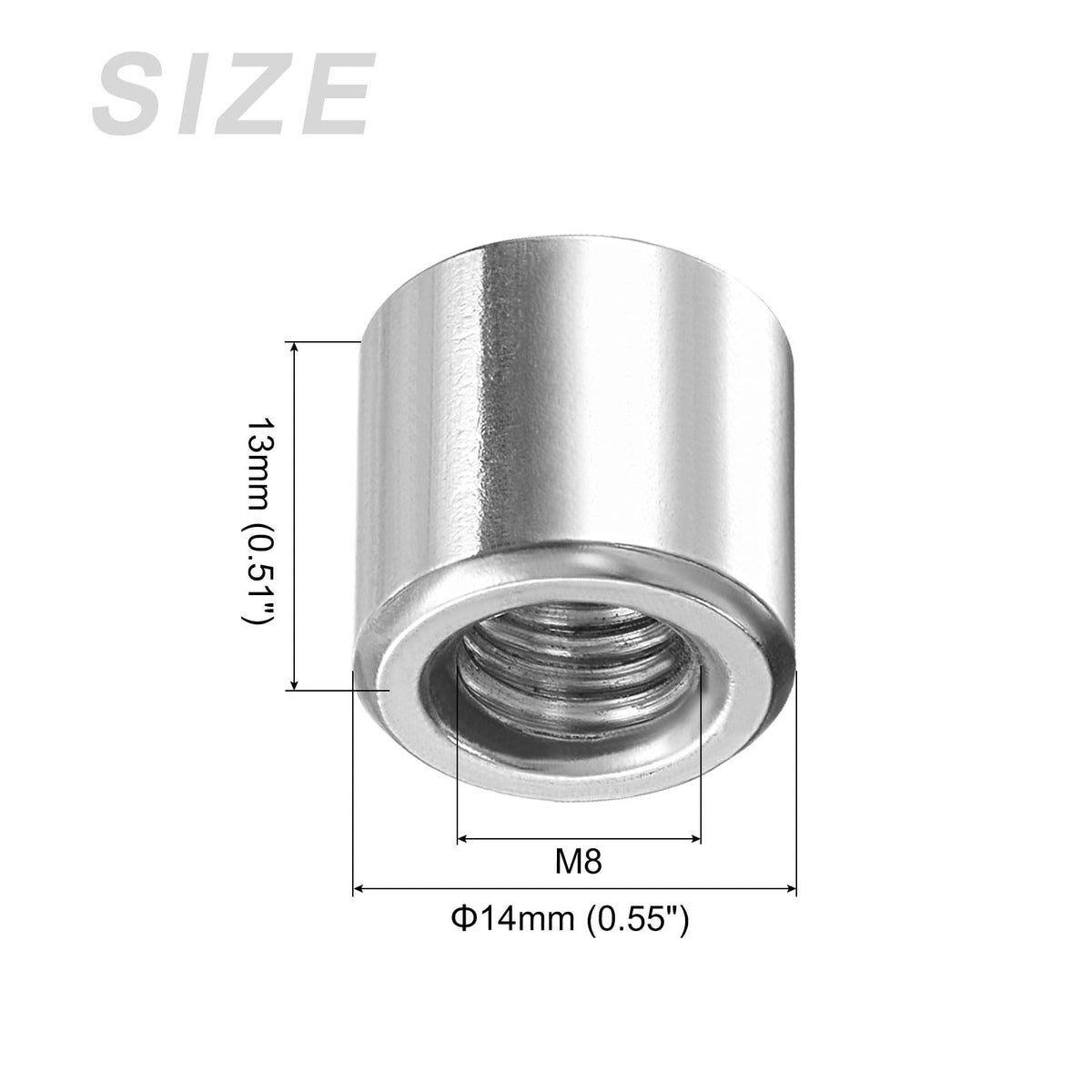 Weldable Cap Nut M8 14x13mm 4pc – Stainless Steel