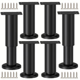 Picioare metalice reglabile pentru mobilier înălțime 8–12 cm antiderapante, set 6 bucăți – Negru