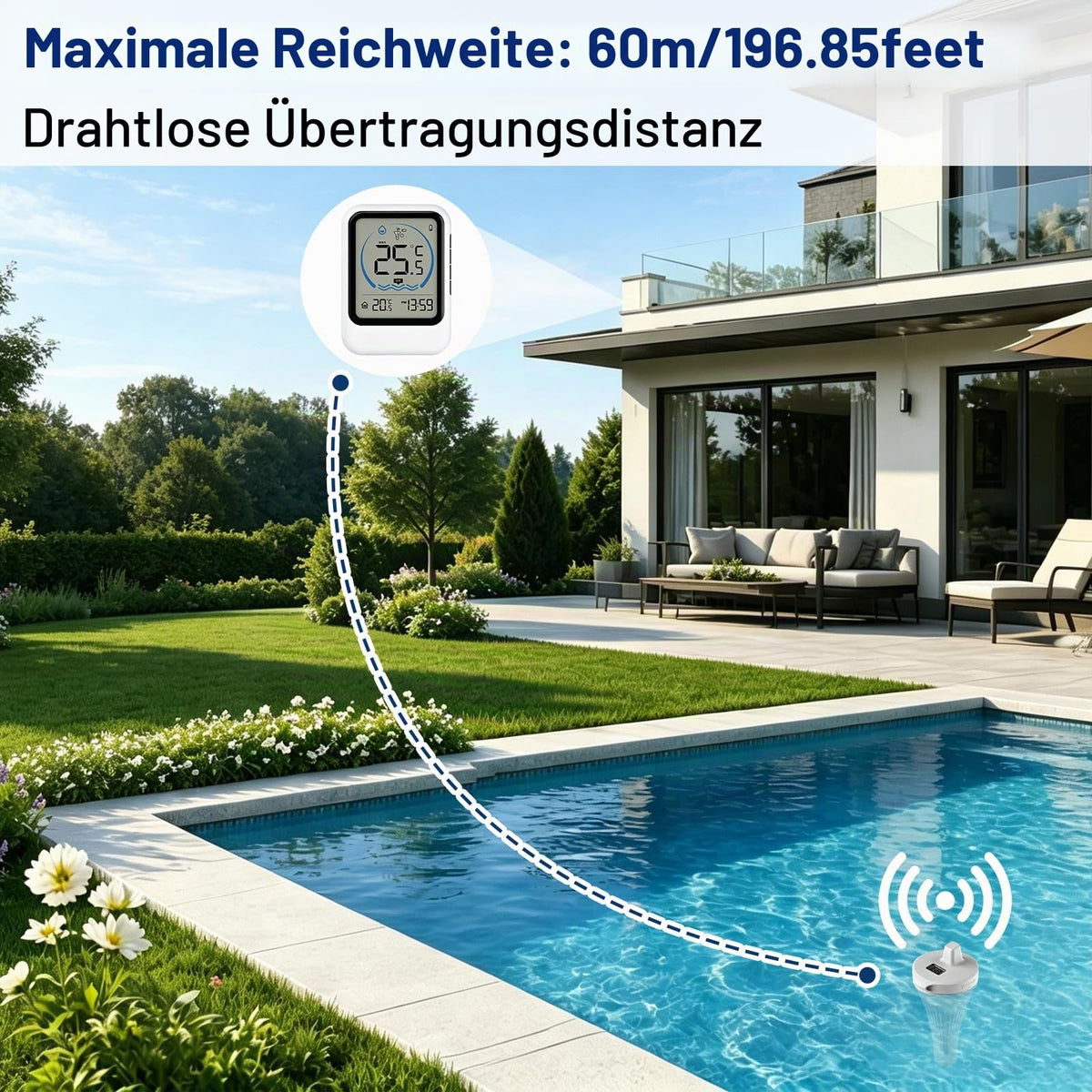 Wireless Digital Pool Thermometer with Outdoor Sensor