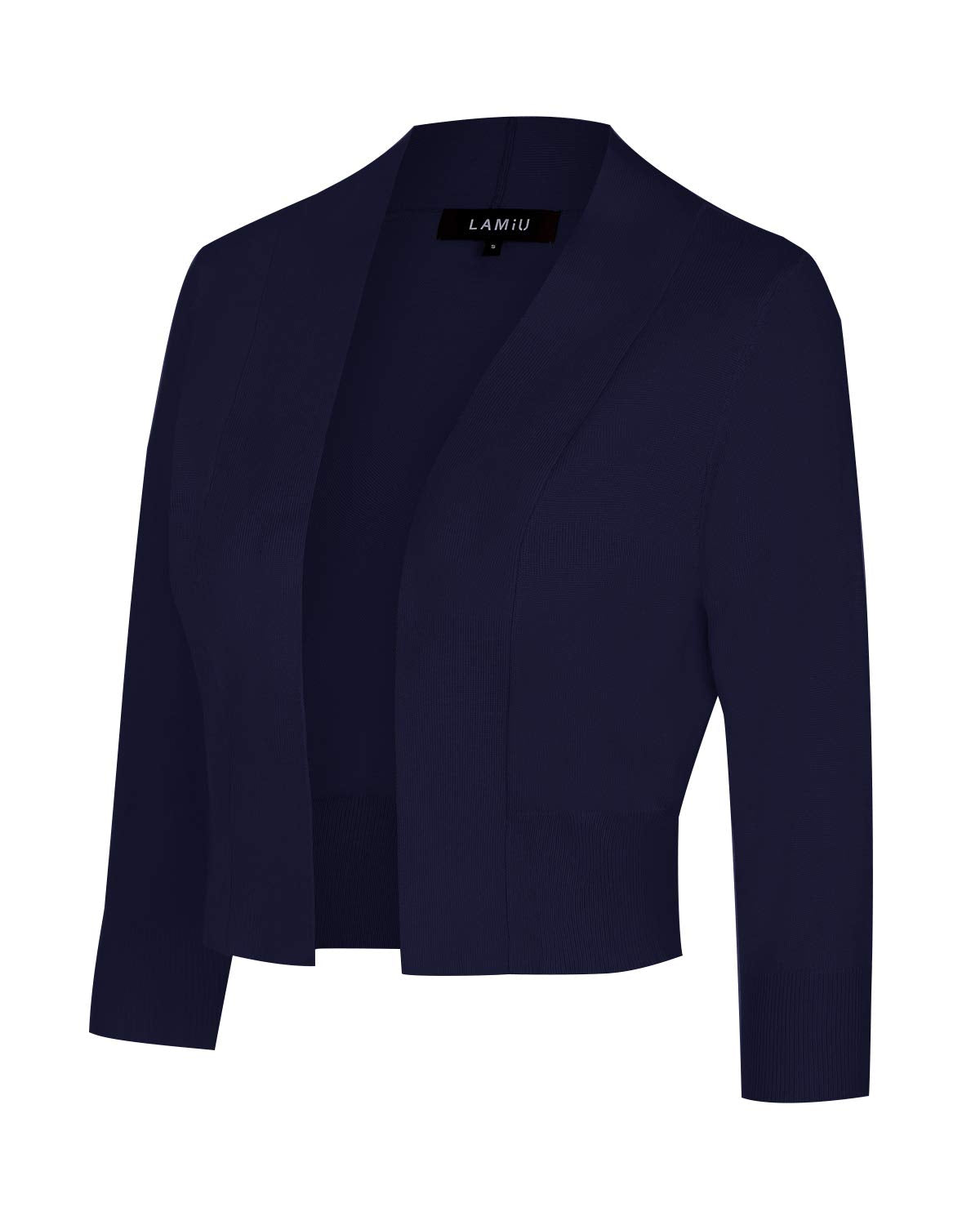 Cardigan bolero elegant damă MINTLIMIT mânecă 3/4 cu nasture – Albastru închis S