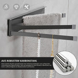 Wall-mounted 3-arm Guest Towel Rack No-drill Rotatable 180° – Grey