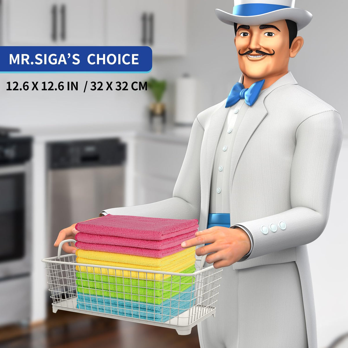 MR.SIGA Microfiber Cleaning Cloth Pack of 12 32x32cm – Blue