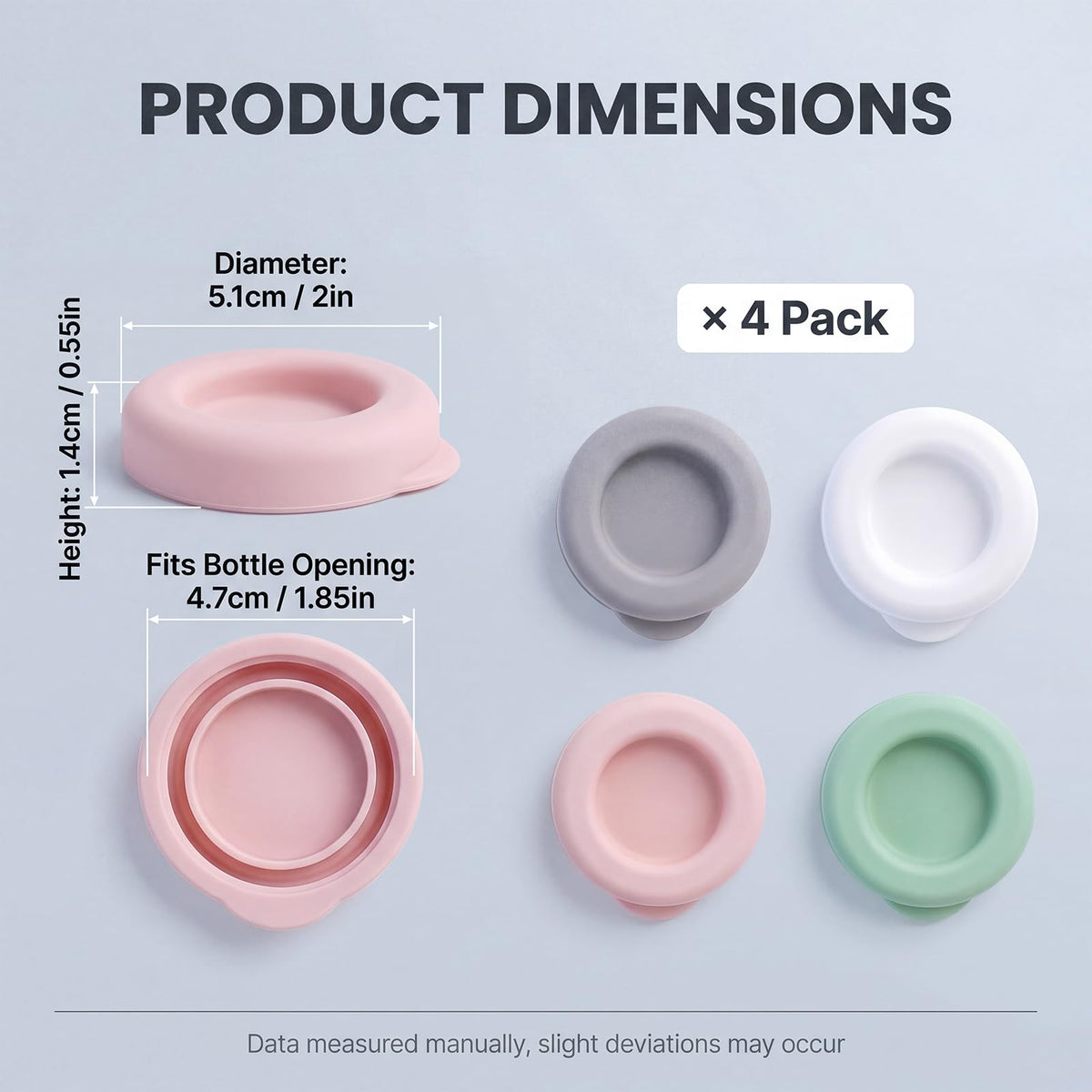 Silicone Milk Bottle Lids 4-Piece Reusable Seal Caps – Multi