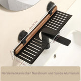 Suction Cup Sink Shelf 40cm With Drain Holes No Drilling Bathroom/Kitchen – Black