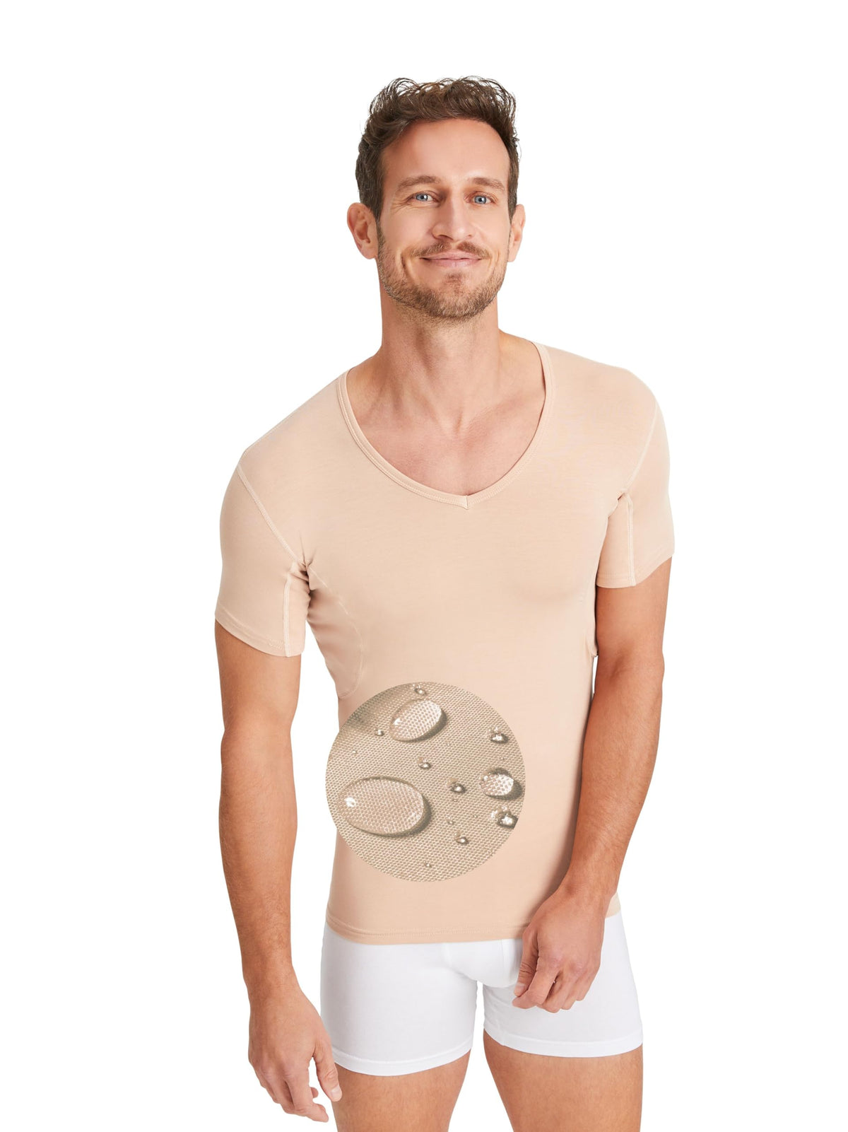 Tricou maiou de corp antibacterian antispirație pentru bărbați decolteu în V – Alb XXL