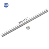 M6 x 200mm Solid Threaded Rods 24pc 304 Stainless Steel with Hex Nuts - M6 x 200mm