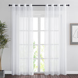 Perdele transparente albe cu inele PONY DANCE pentru living și dormitor 200x140 cm, set 2 buc
