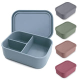 Silicone Lunch Box 800 ml 3 Compartments BPA-Free Microwave & Dishwasher Safe – Dusty Sky Blue