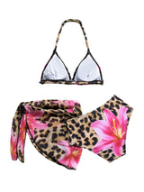 SweatyRocks Girls' 3-Piece Bikini Set with Cover-Up Skirt – Leopard 9 Years