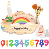 Wooden Birthday Plate Rainbow Wreath – Multicolour