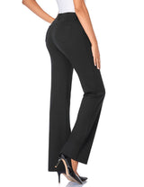 Pantaloni eleganți elastici bootcut office damă Tapata cu 4 buzunare – Negru XL (lungime 76 cm)