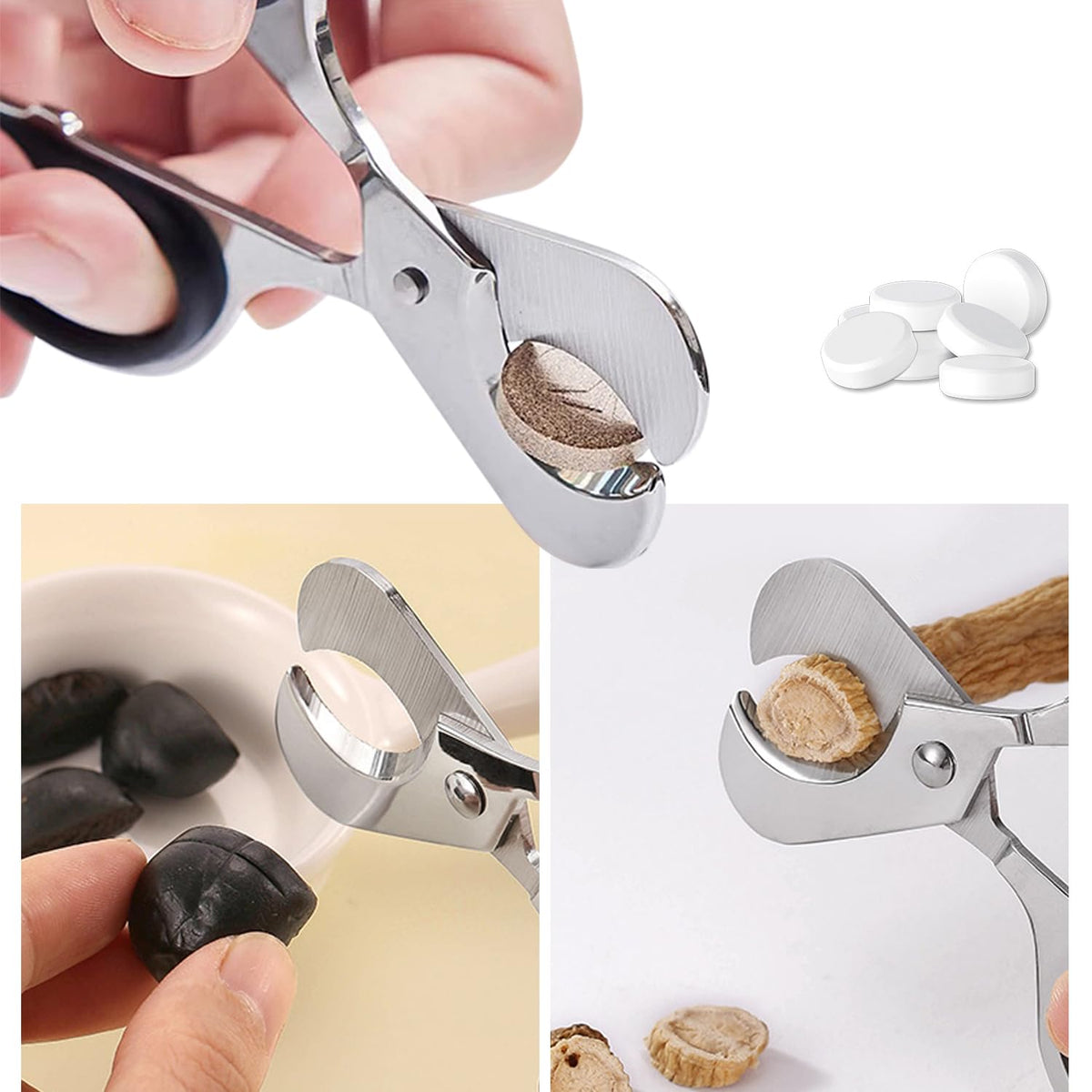 ROLMZJX Pill Mortar and Pill Splitter Scissors, Pill Grinder with Storage Compartment, Ideal for Feeding Tubes, Pets or to Make It Easier for Children to Take Medication