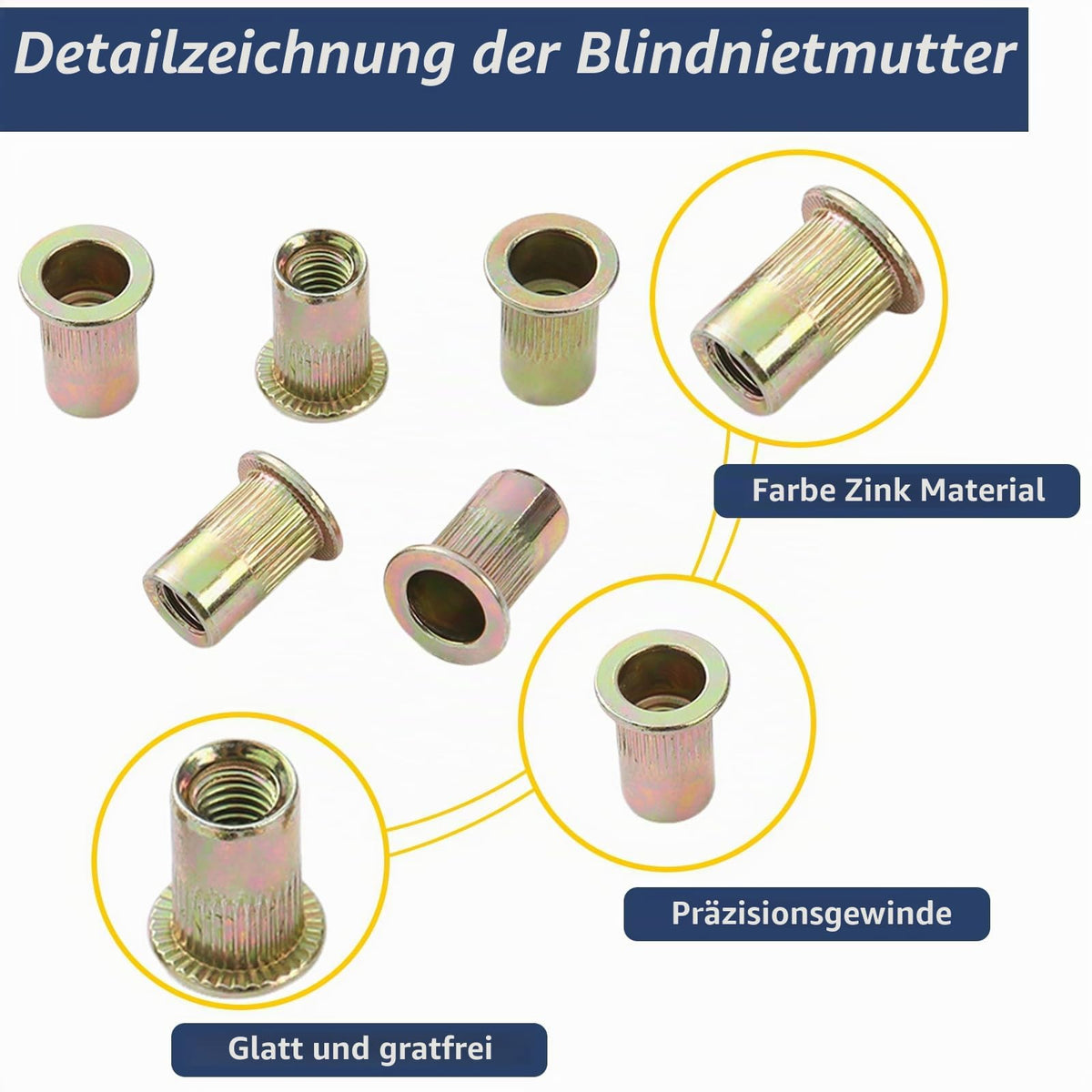 Rivet Nut M5 Draw-in 50pc Zinc Plated Threaded Rivets – M5