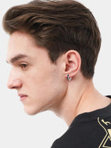 925 Sterling Silver Huggie Hoop Earrings 18mm Unisex Small Sleeper - Black
