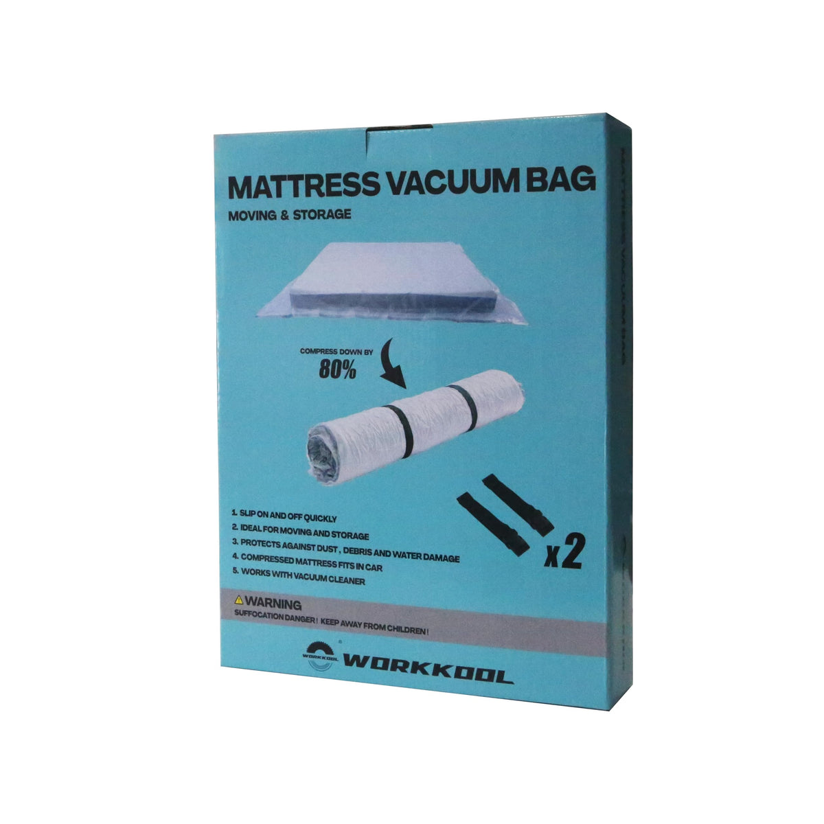 WORKKOOL Vacuum Sealed Bags for Mattress Storage, Vacuum Mattress Bags for Moving, Space Saving Vacuum Bags with Dust and Moisture Resistant (for Mattress 140/150/160 * 200cm)…
