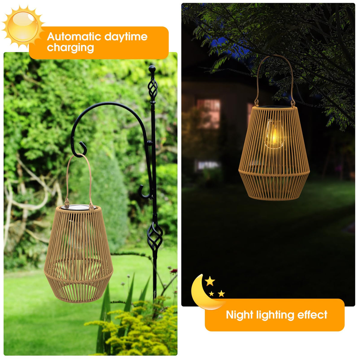 KagoLing Solar Lanterns for Outdoors, 1 Pieces Solar Lamps for Outdoors Hanging/Standing Hand-Knitted Solar Lamps for Patio Garden Courtyard Balcony