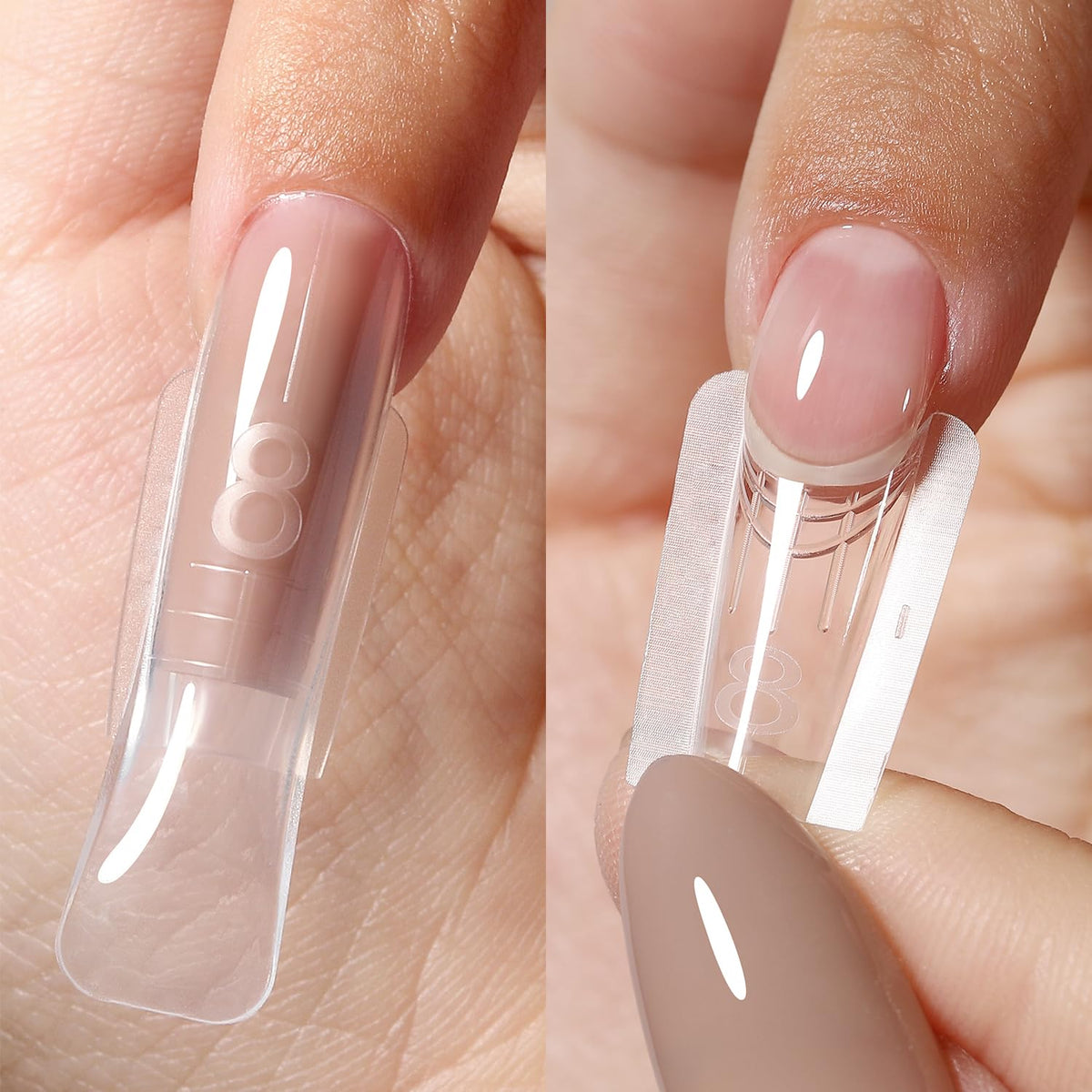 Dual Nail Forms Mold Set 240pcs Transparent Sandwich Polygel – W559-Square