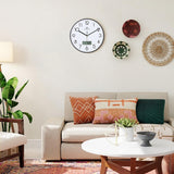 Lafocuse Silent Wall Clock with Calendar Digital LCD, Modern Wall Clock with Date Day of the Week and Thermometer, Black Analog Quartz Clock for Living Room Bedroom Office Kitchen 30cm