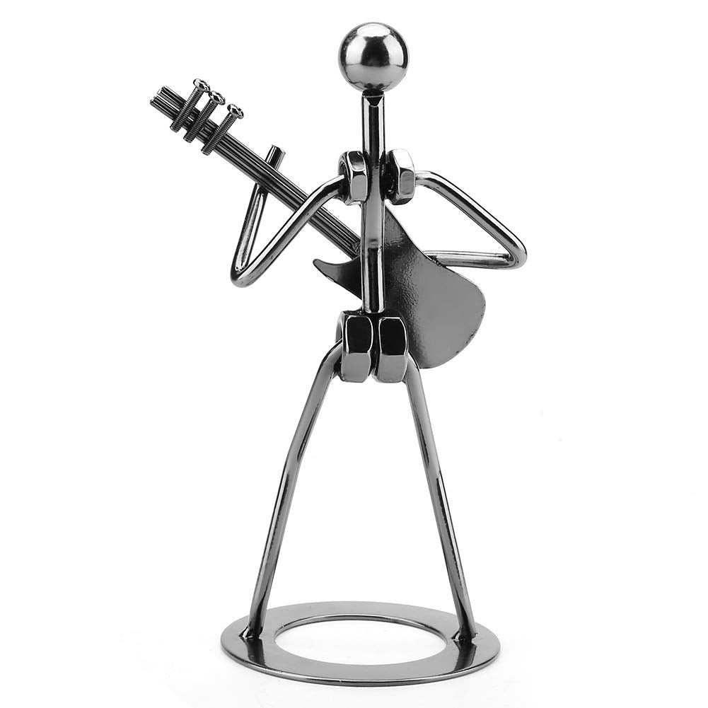 Metal Guitar Player Figurine Vintage Iron Sculpture – Decorative