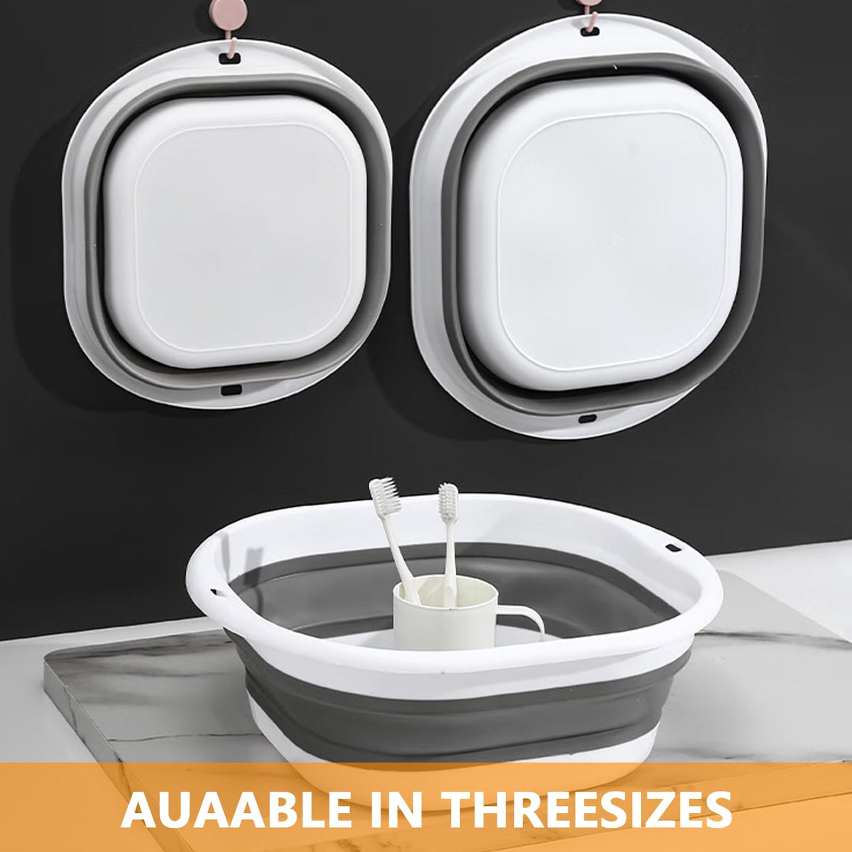 3-Piece Foldable Washing Bowls Collapsible Camping Dishwashing Set