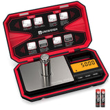 Cântar digital de buzunar de mare precizie 200g / 0.01g UNIWEIGH cu greutate de calibrare – Roșu