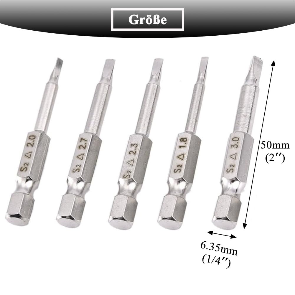 Set 5 biți triunghiulari magnetici din oțel S2 prindere hexagonală 1/4 inch lungime 50 mm