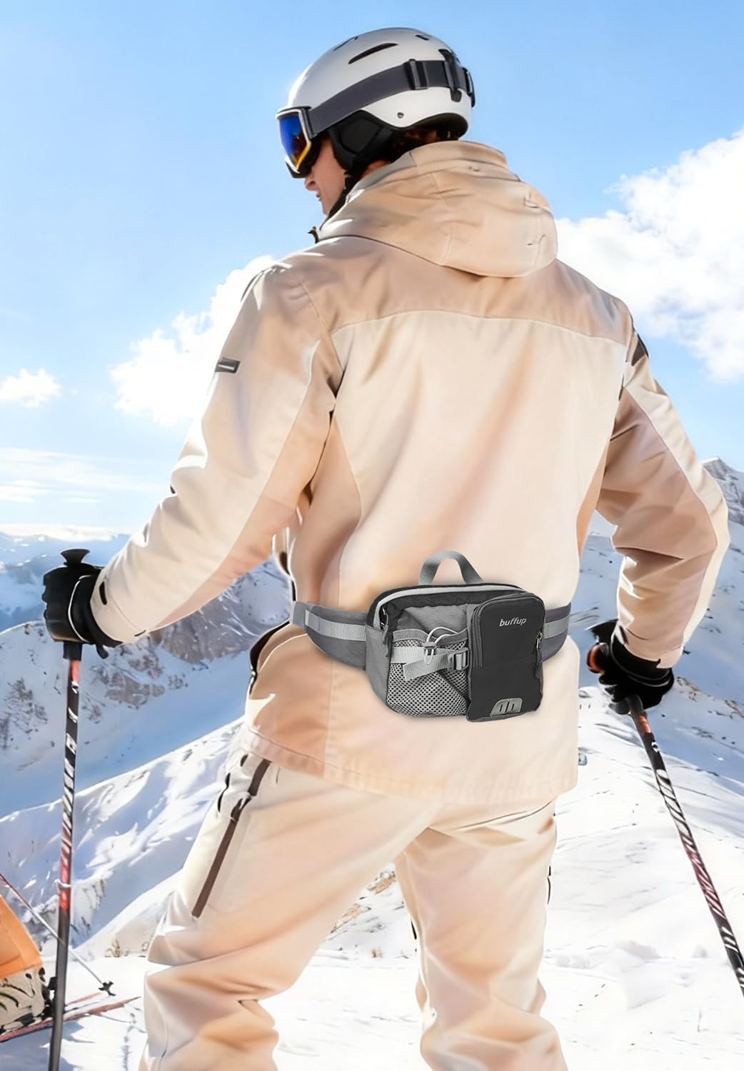 Waist Bag with Bottle Holder Sports Hip Bag Outdoor Cycling Hiking Running – Rose