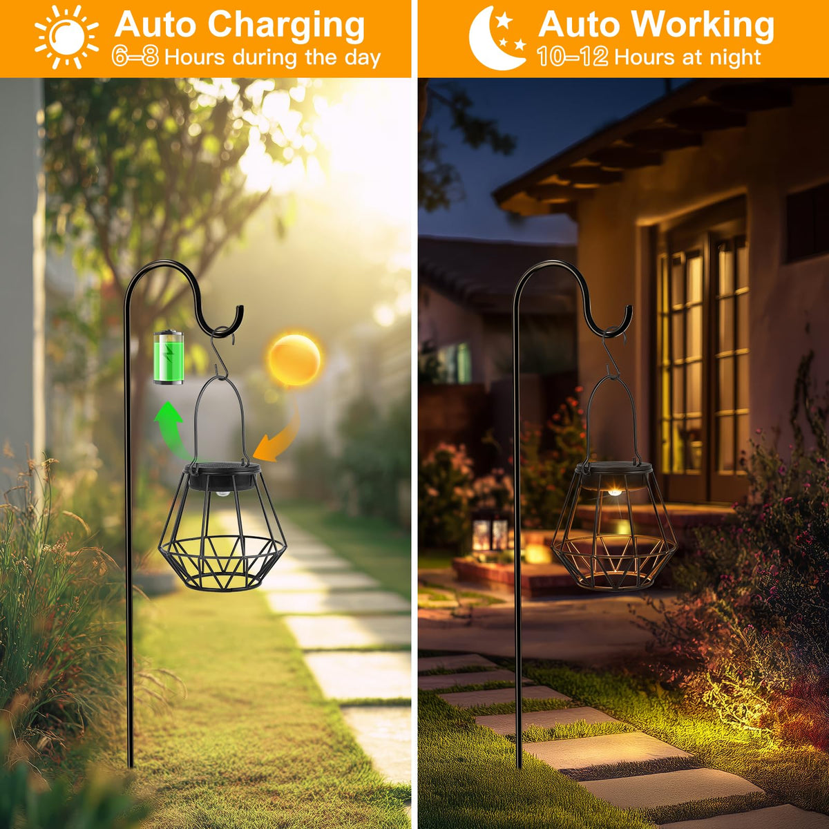 Lămpi solare decorative de grădină formă de soare suspendabile IP65, set 2 bucăți – Lumină caldă