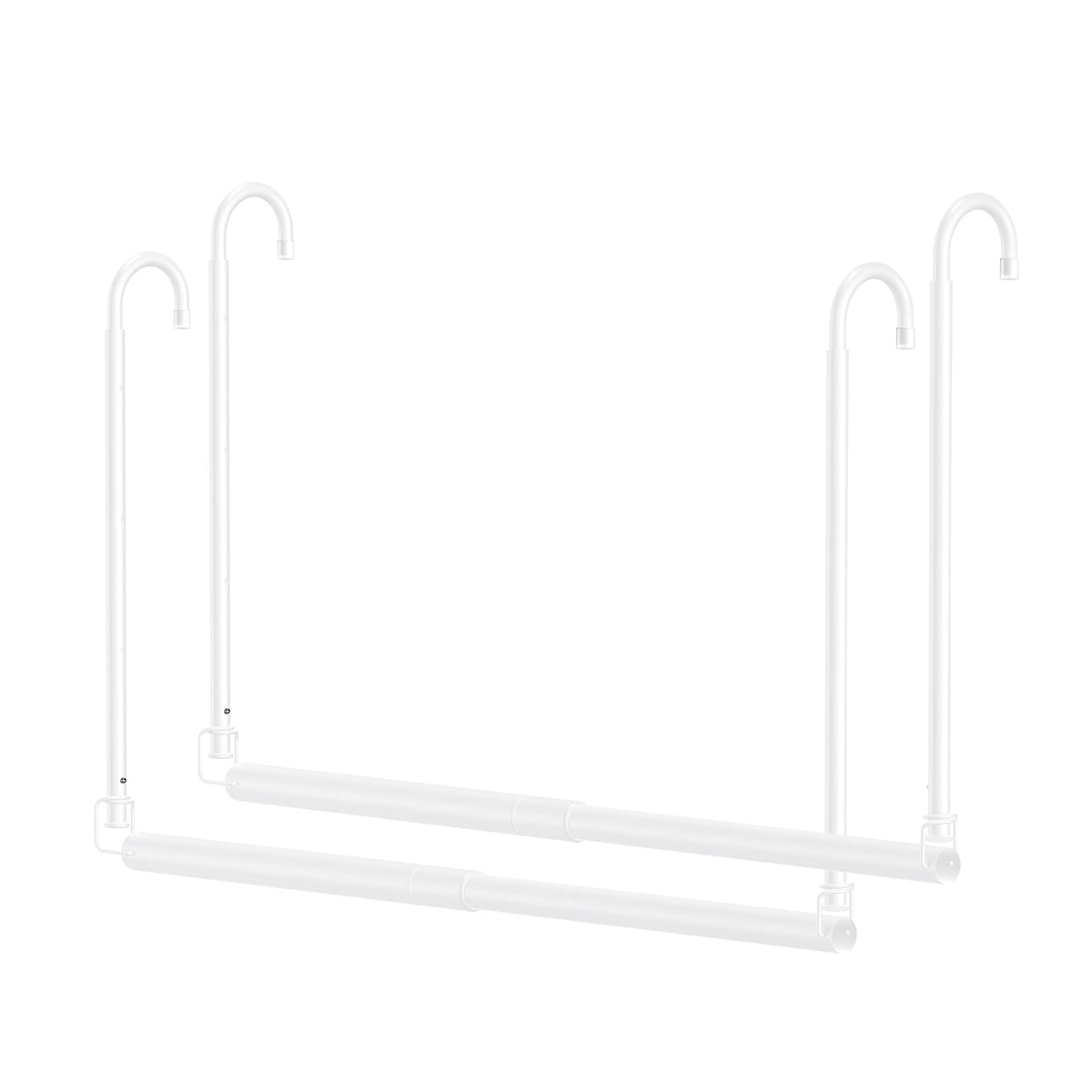 Extendable Height-Adjustable No-Drill Wardrobe Rail 40–72cm Width – White