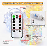 Ghirlandă luminoasă LED USB 10m 100 LED-uri cu telecomandă și 8 jocuri de lumini IP65 – Alb cald