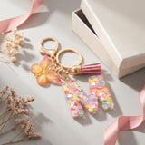 Letter Keychain with Butterfly Tassel Bag Charm Keyring Decorative – Orange