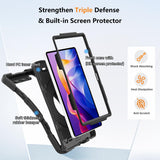 Xiaomi Redmi Pad 2 Case 11in Heavy Duty Shockproof with Screen Protector & 360° Rotating Stand – Black
