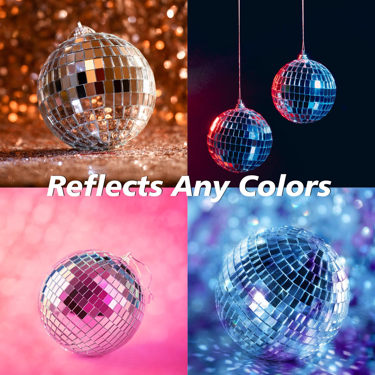 Globuri disco cu oglinzi reflectorizante 10 cm agățătoare pentru petreceri, set 2 bucăți – Argintiu