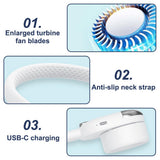 Neck Fan, Hands-Free Bladeless Neck Fan, 3 Speeds, 360° Adjustable USB Personal Fan for Men and Women, for Indoor and Outdoor Use