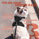Cat Harness Escape-Proof Adjustable Reflective Soft Chest Harness with Leash – Black XS