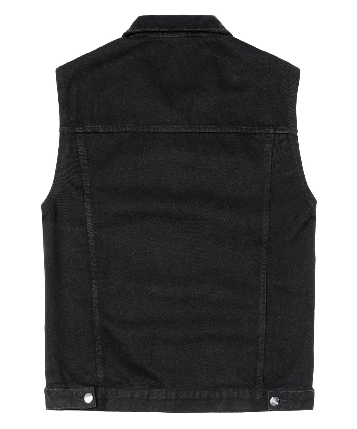 Vestă moto din denim fără mâneci bărbați închidere cu nasturi – Negru XL