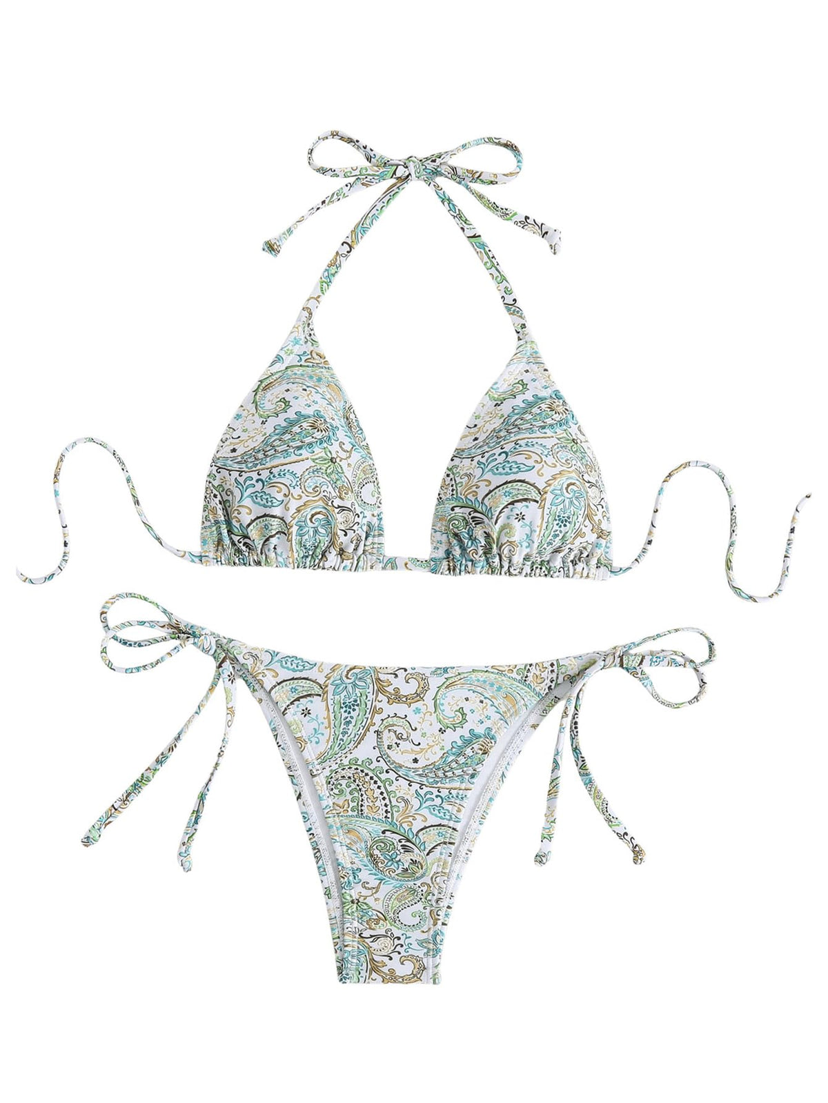 Costum de baie 2 piese triunghi cu nod și efect modelator GORGLITTER – Verde L