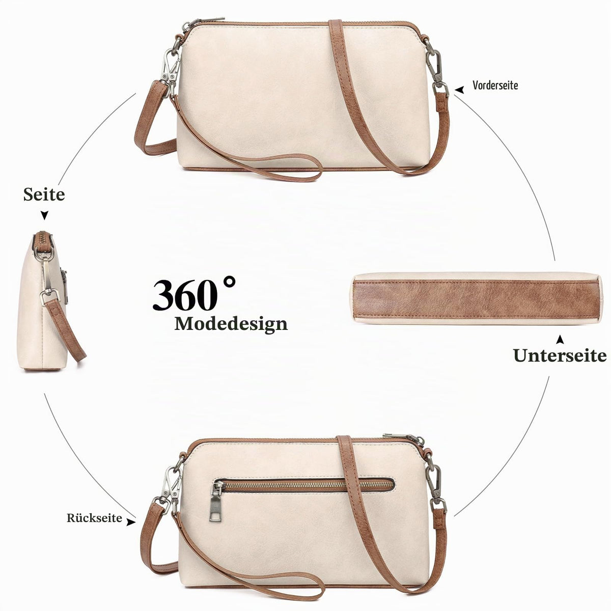 Geantă damă crossbody de umăr cu suport telefon și portofel compartimentat