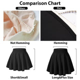 Women's Mini Skater Skirt High Waist Stretch Pleated Flared Plus Size – Black 3XL