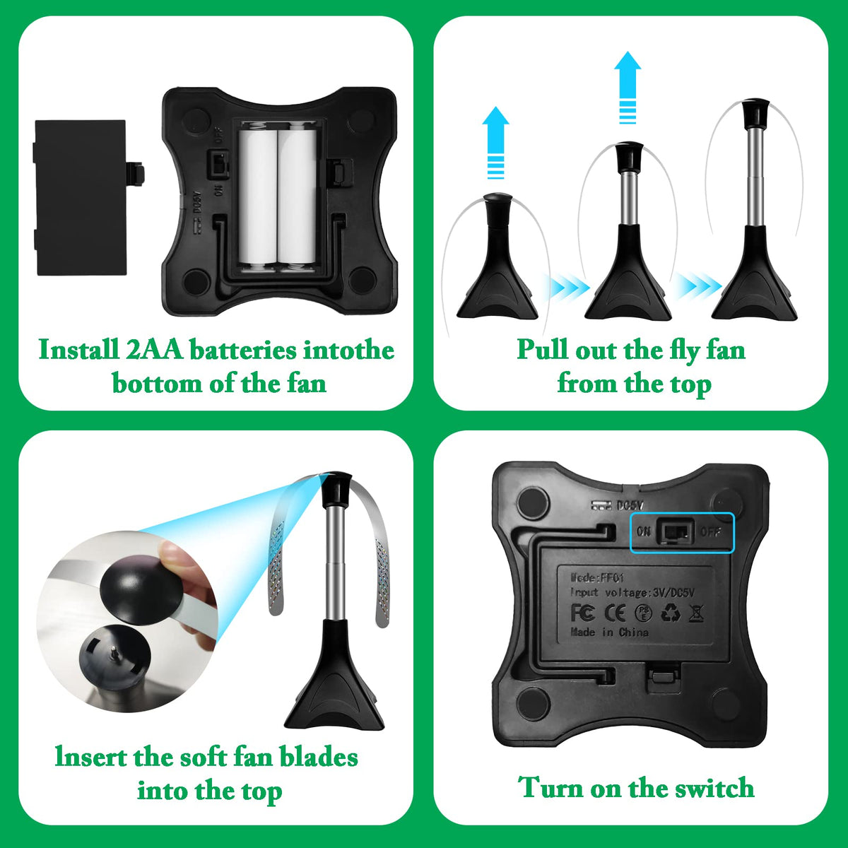 3 PCS Fly Repellent, Mosquito Repellent Fan, Fly Repellent Fan, Fly Protection, Keeps Flies Away From Food