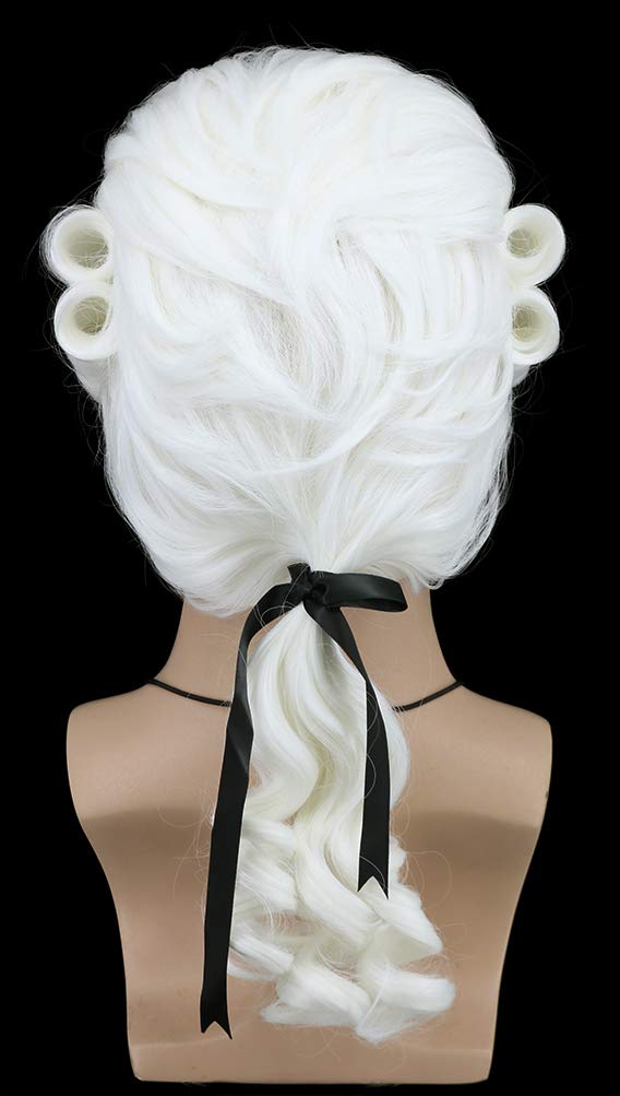 VGbeaty Man Colonial Judge Wig Long Curly White Wig Cosplay Wig