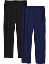 Pantaloni de pijama lejeri pentru bărbați din modal moale cu buzunare, set 2 bucăți – Negru/Bleumarin XXL
