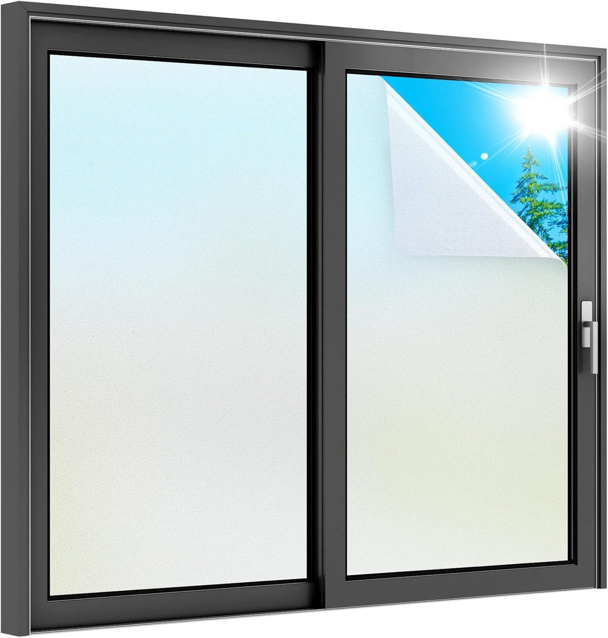 Frosted Window Film Opaque Privacy Matte Grid Design UV Protection Self-Adhesive – 44.5x200 cm